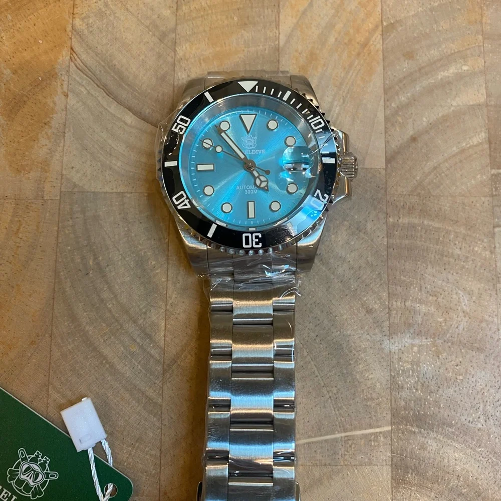 New Men’s Automatic Mechanical Steel Dive Watch with Aqua Face